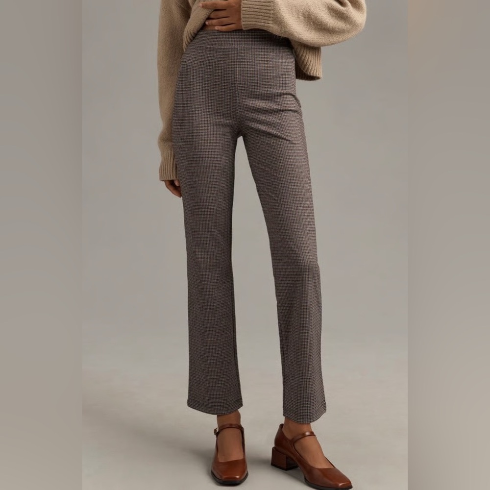 Anthropologie Sanctuary Carnaby Kick Flare cropped Brown Plaid Pants